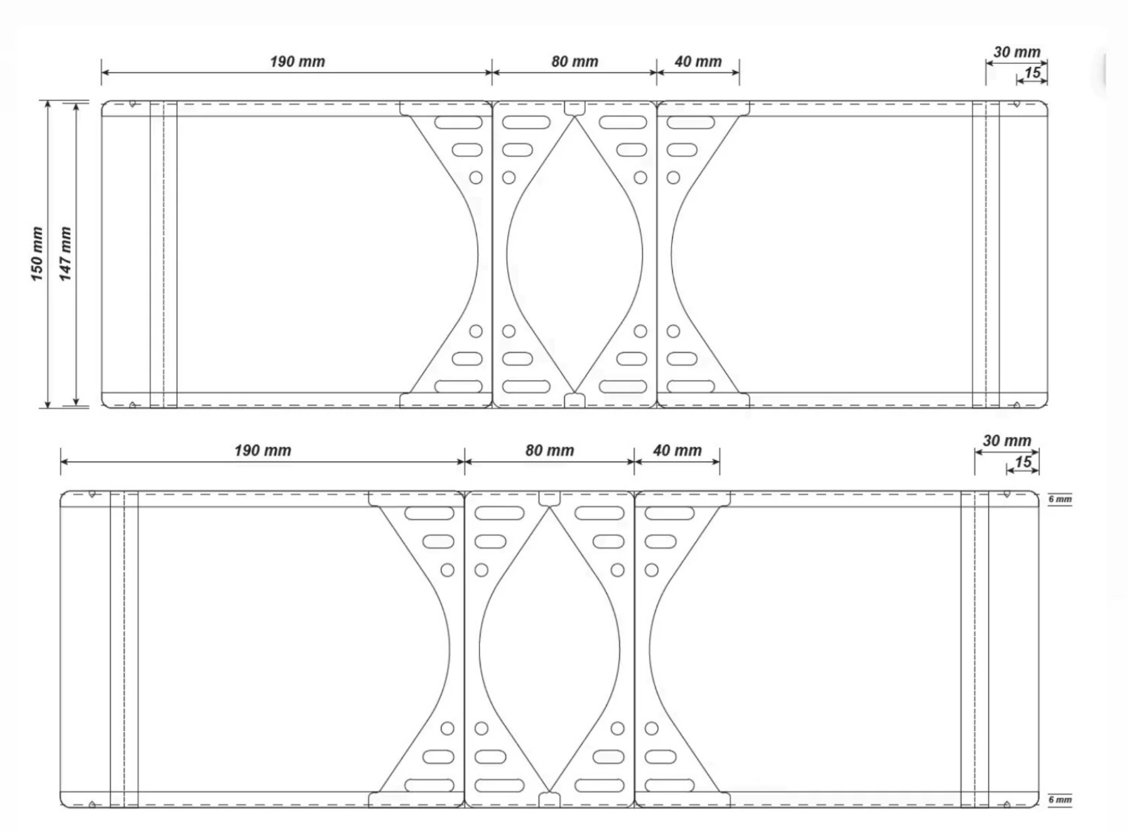 Box technical drawing 30x20x40 cm